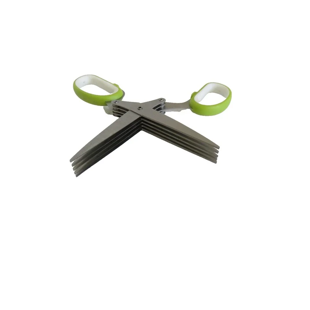 Crate & Barrel Herb‎ Scissors 5 Blade Stainless Steel w/Cover Green